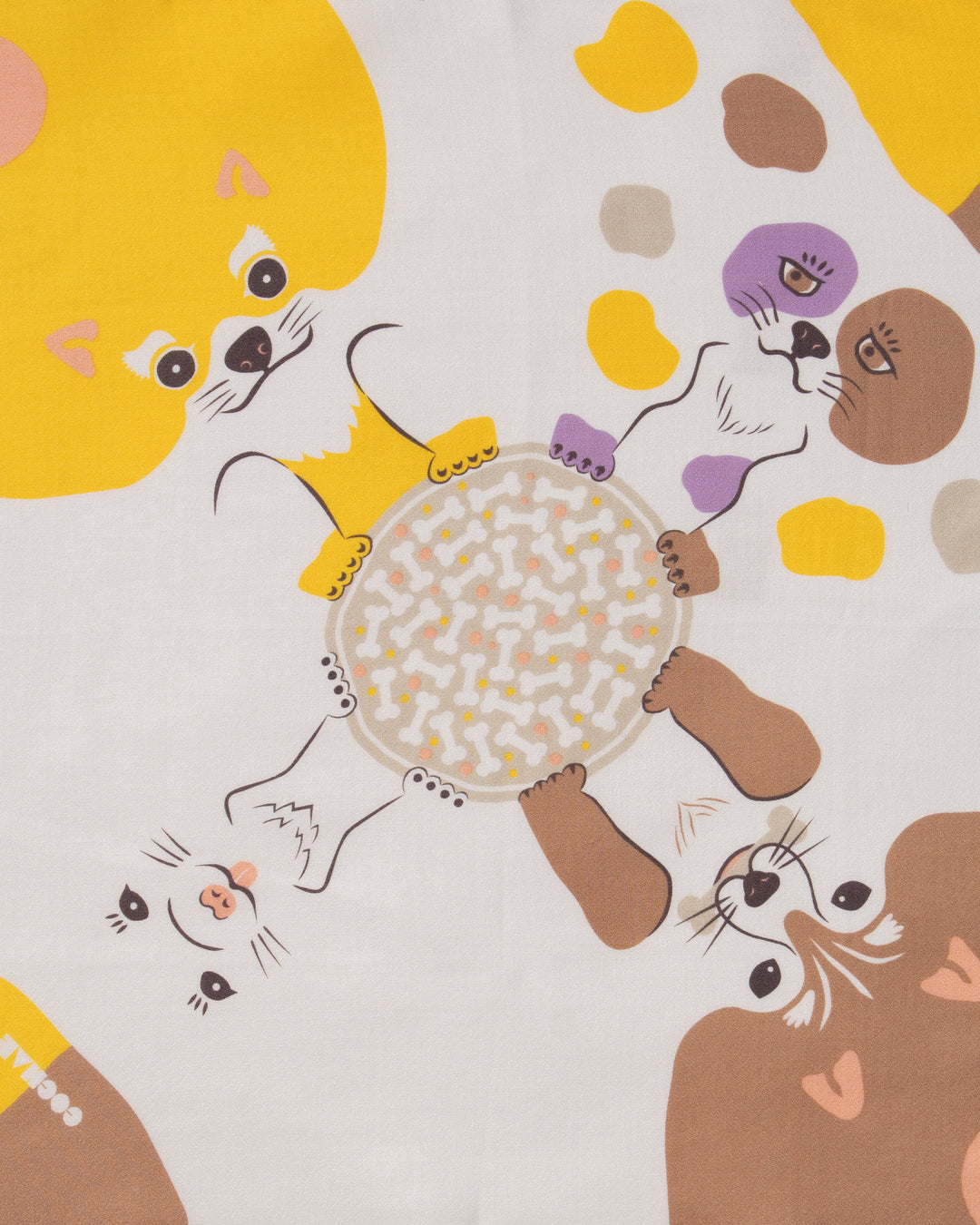Modern Furoshiki, Musubi, Cochae, Dog, Beige/Yellow 19" x 19"