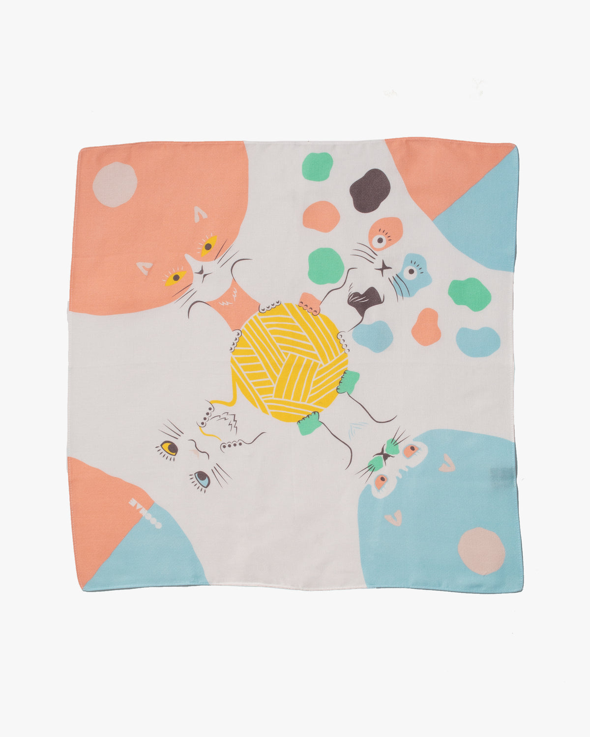 Modern Furoshiki, Musubi, Cochae, Cat, Pink/Blue 19" x 19"