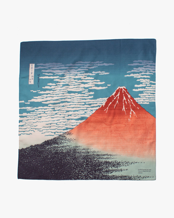 Modern Furoshiki, Musubi, Ukiyo-e, Fine Wind, Clear Morning by Hokusai, 27.5" x 27.5"