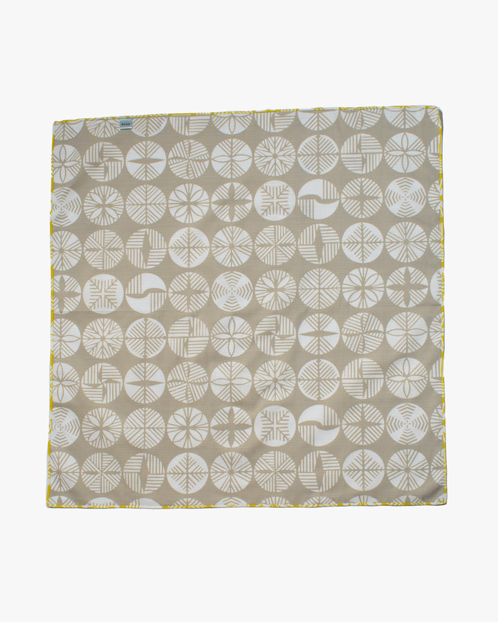 Modern Furoshiki, Musubi, Reversible, Isa Monyo, Pine, Yellow and Grey, 27.5" x 27.5"