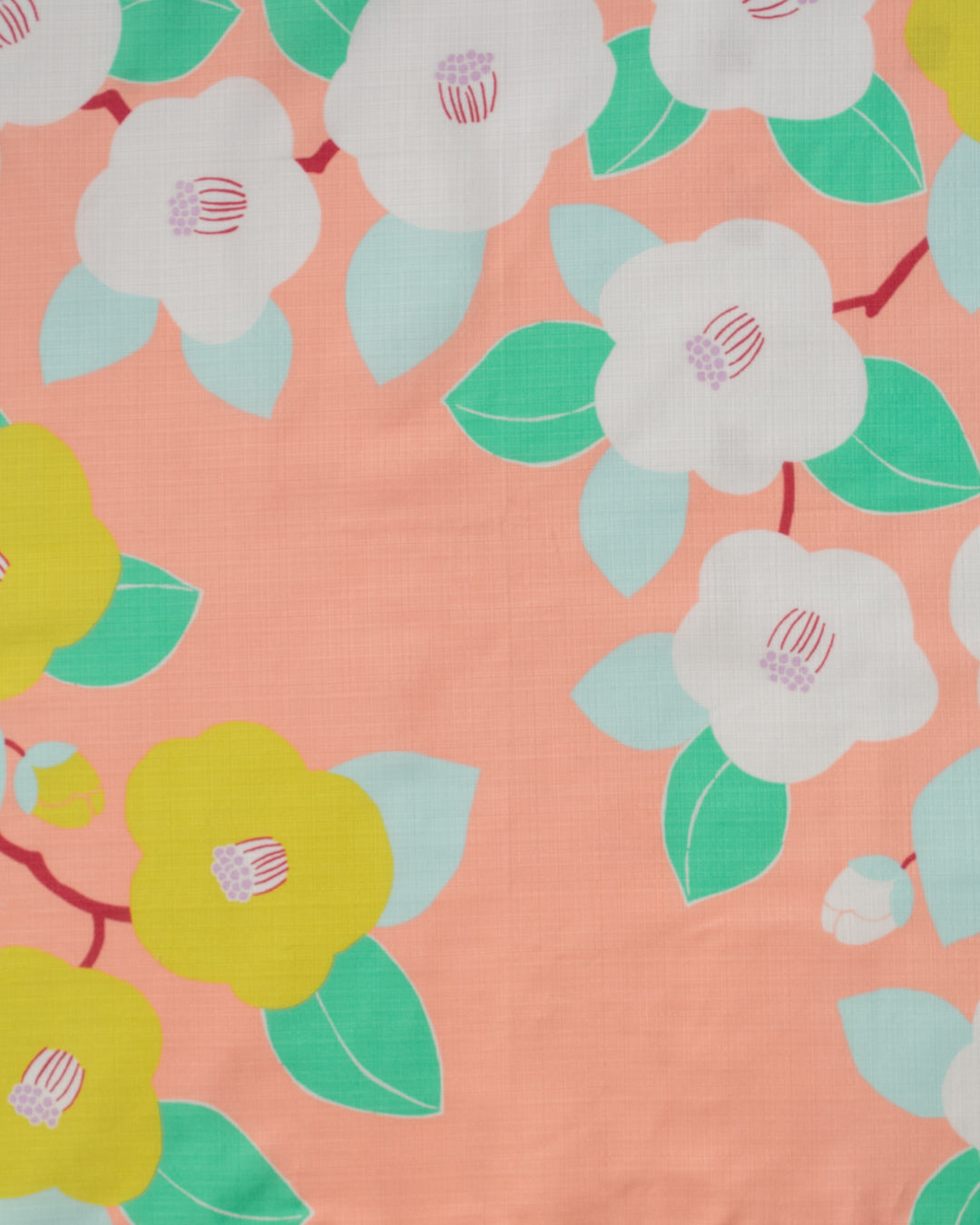 Modern Furoshiki, Hime Musubi, Adeline Klam, Camellia, Salmon Pink 27.5" x 27.5"