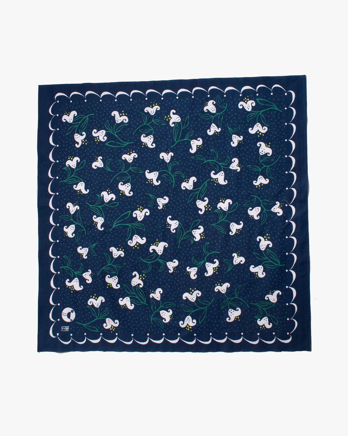 Modern Furoshiki, Musubi, Yumeji Takehisa, Lily, Navy Blue 35.5 x 35.5