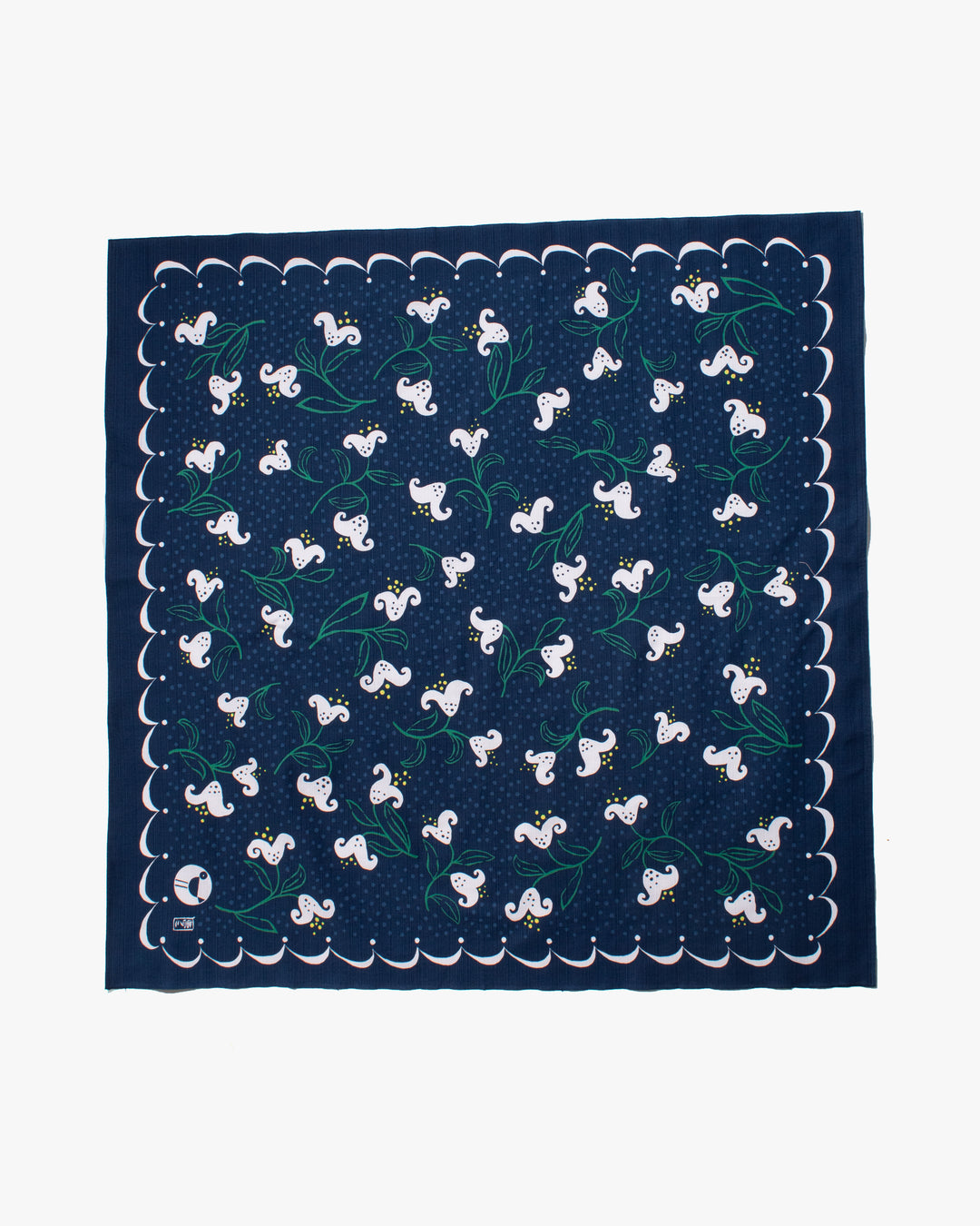 Modern Furoshiki, Musubi, Yumeji Takehisa, Lily, Navy Blue 35.5 x 35.5