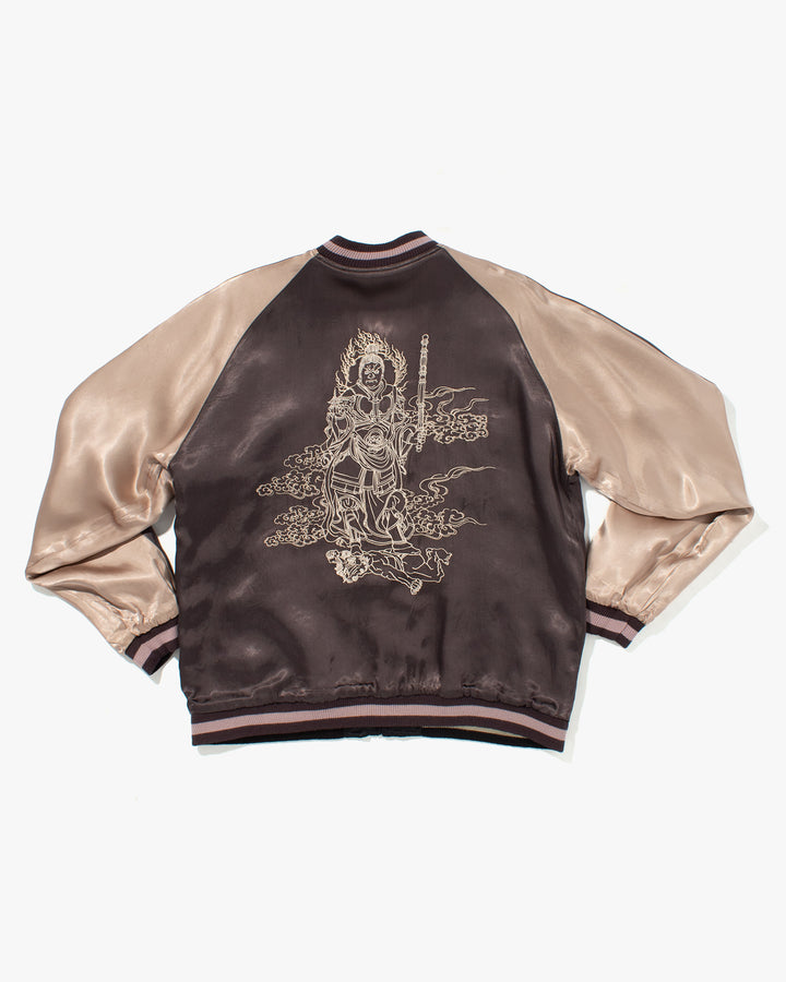 Japanese Repro Souvenir Jacket, Reversible, Taupe with Warrior - XL