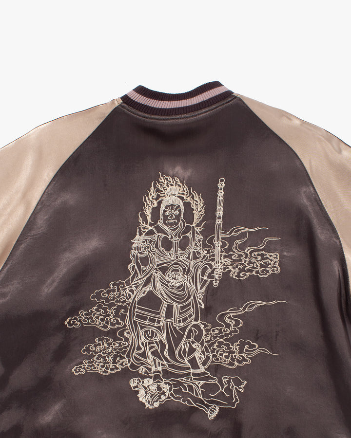 Japanese Repro Souvenir Jacket, Reversible, Taupe with Warrior - XL