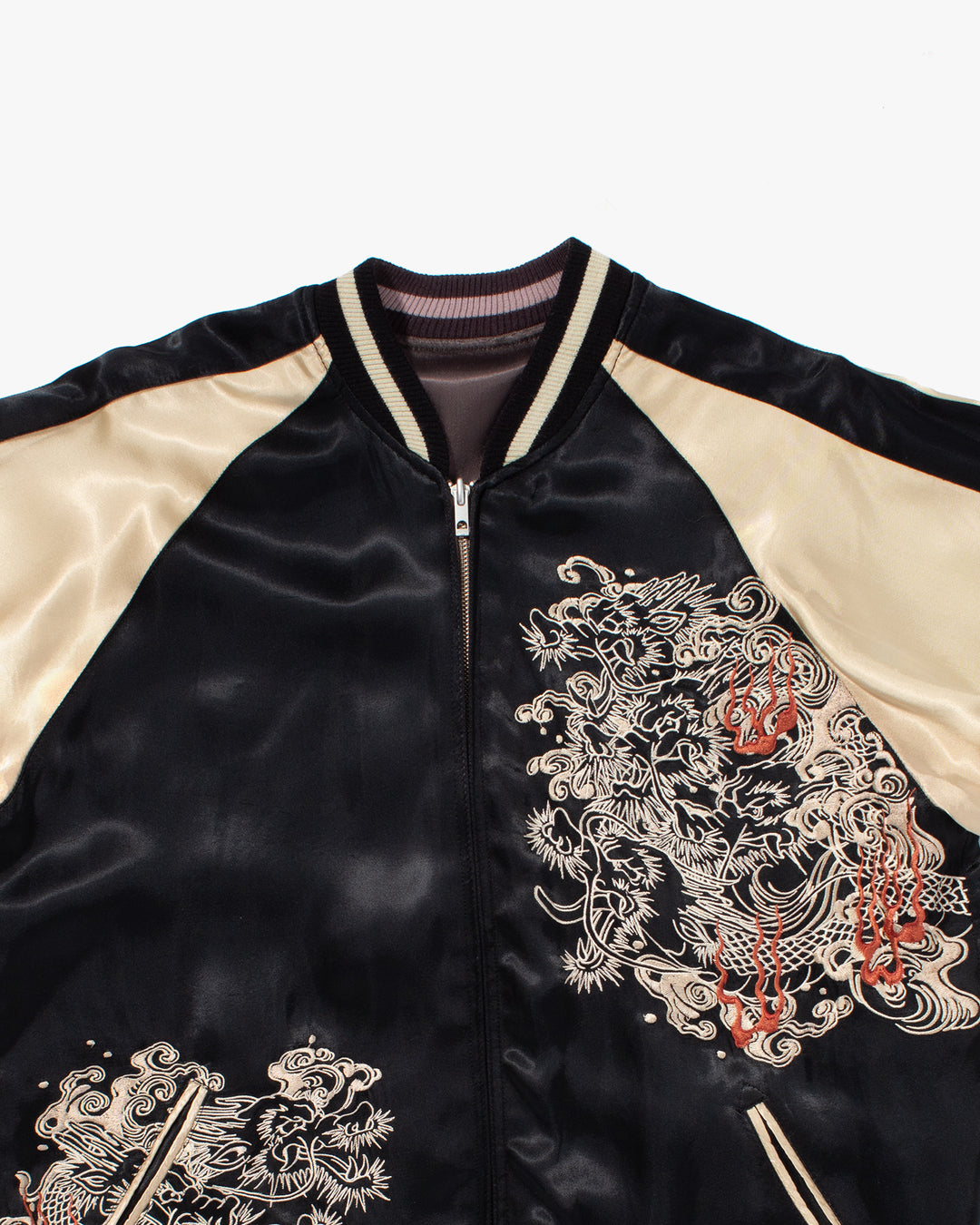 Japanese Repro Souvenir Jacket, Reversible, Taupe with Warrior - XL