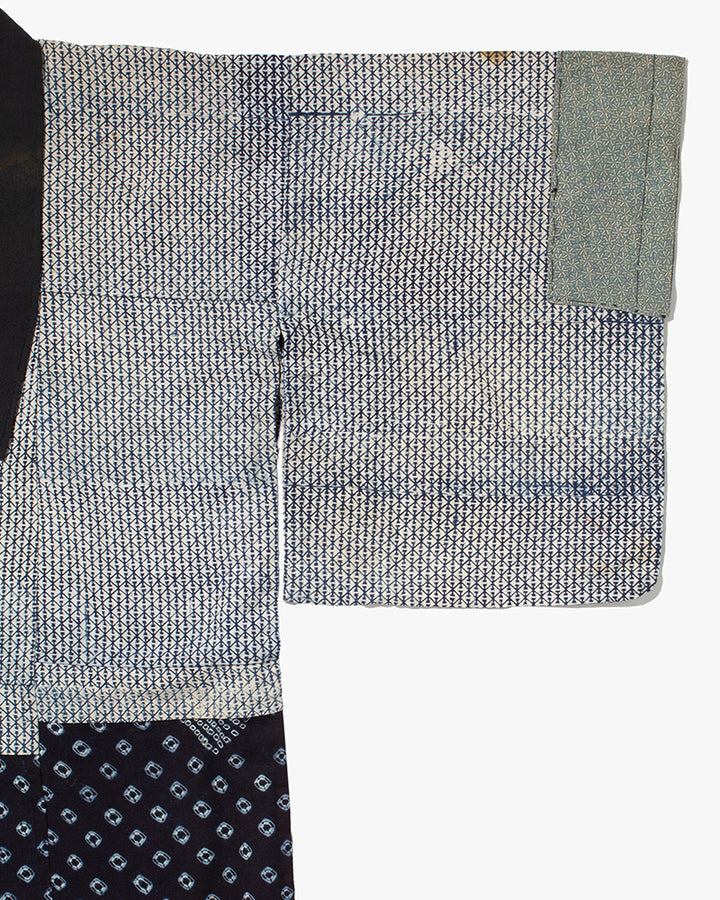 Vintage Kimono Jacket, Indigo with White Diamond Pattern