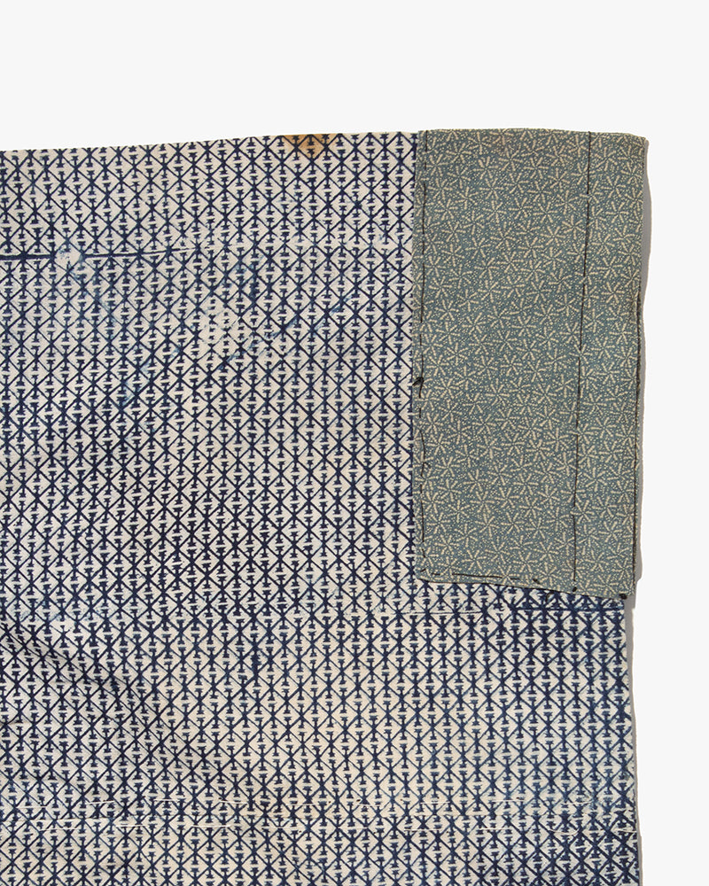 Vintage Kimono Jacket, Indigo with White Diamond Pattern