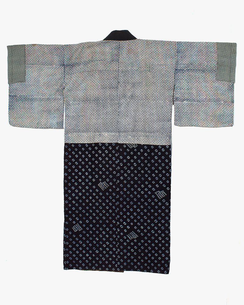 Vintage Kimono Jacket, Indigo with White Diamond Pattern