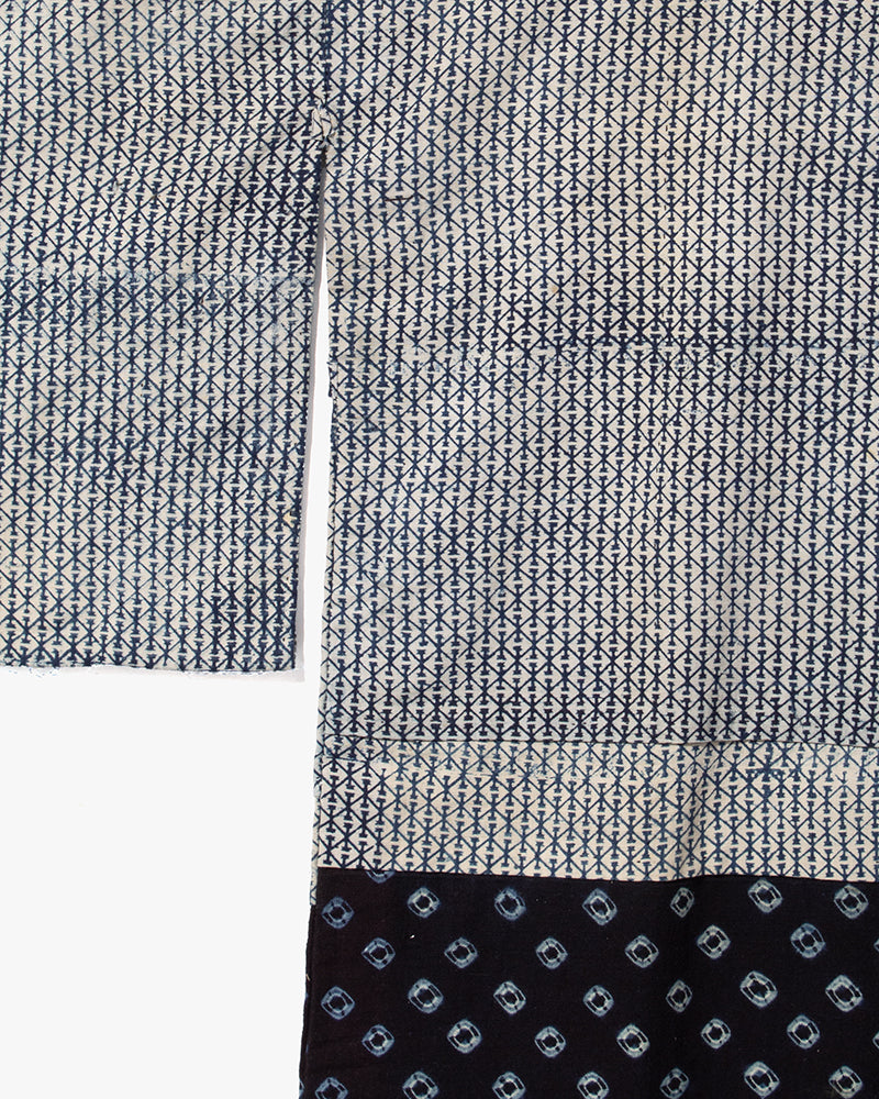 Vintage Kimono Jacket, Indigo with White Diamond Pattern