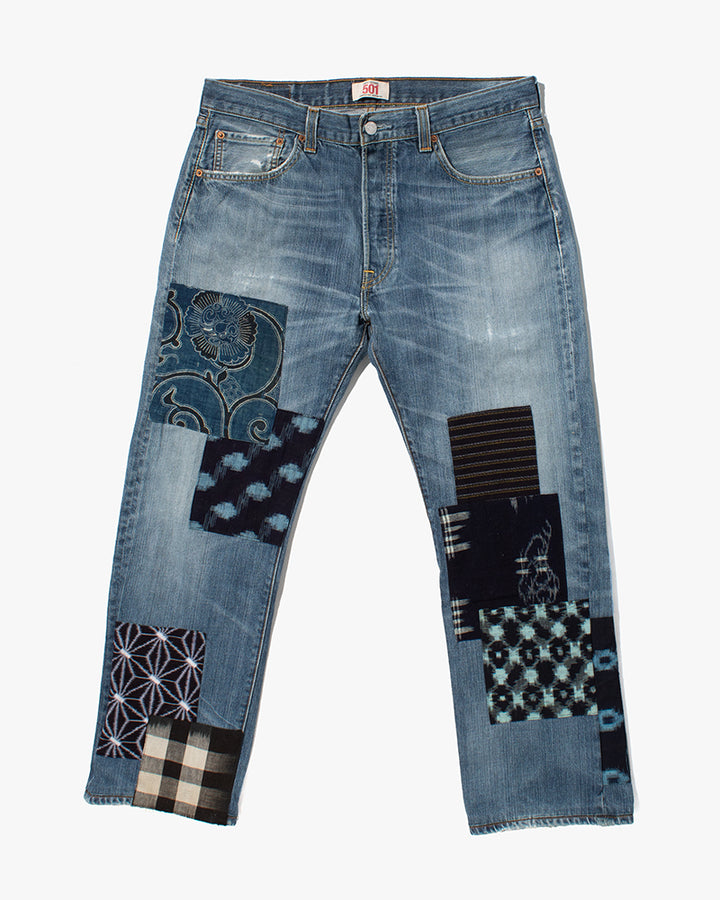 Kiriko Custom Denim Jeans, Patched Vintage Boro, Levi's Brand