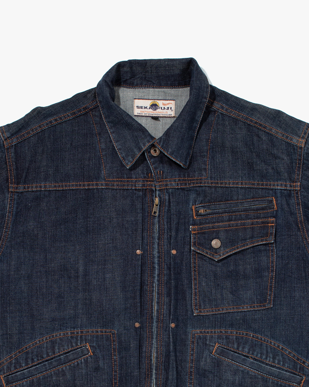 Japanese Repro Denim Jacket, Sekaifuji, Utility Pocket Details - XL