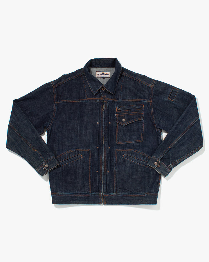 Japanese Repro Denim Jacket, Sekaifuji, Utility Pocket Details - XL