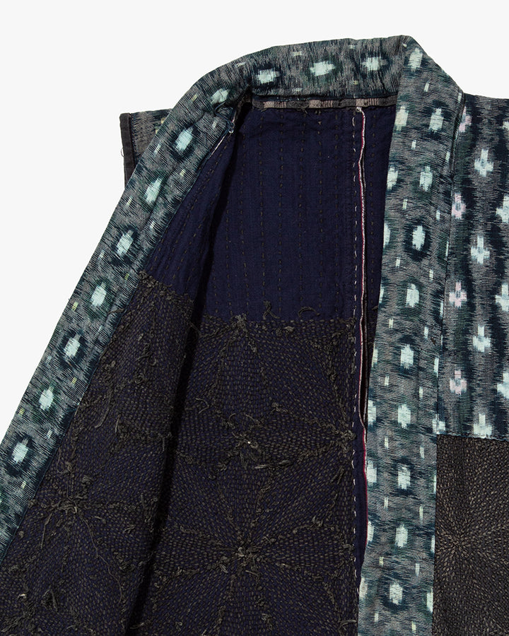 Vintage Boro Vest, Fully Sashiko Stitched, Indigo Tatewaku and Asanoha