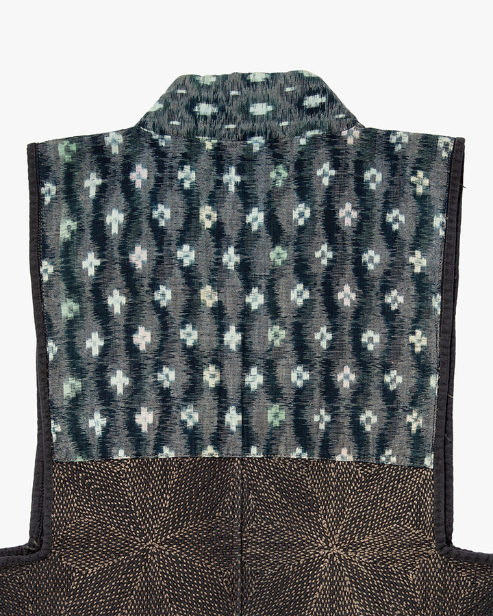 Vintage Boro Vest, Fully Sashiko Stitched, Indigo Tatewaku and Asanoha