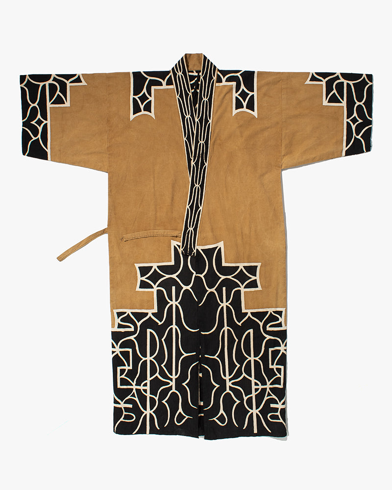 Vintage Ainu Robe, Brown with Black and Cream Details