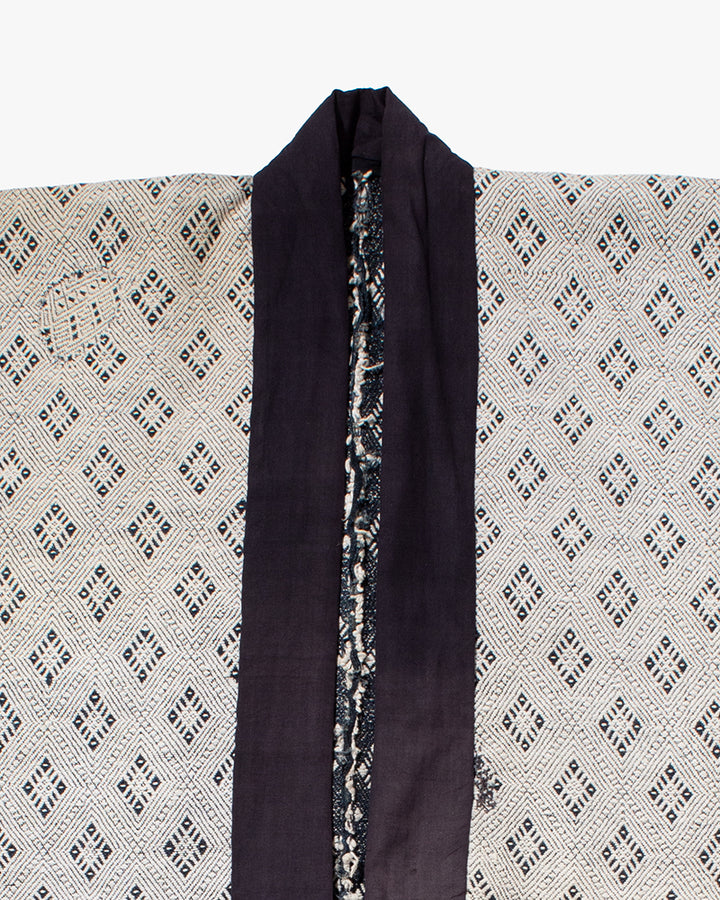 Vintage Noragi Jacket, Partially Sashiko Stitched, Indigo with White Hishi