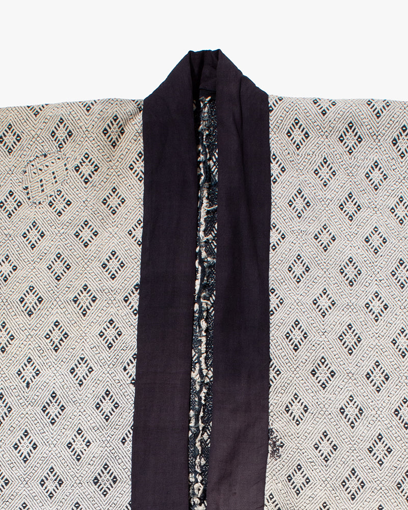Vintage Noragi Jacket, Partially Sashiko Stitched, Indigo with White Hishi