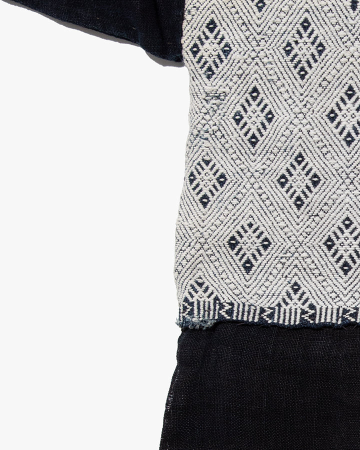 Vintage Noragi Jacket, Partially Sashiko Stitched, Indigo with White Hishi