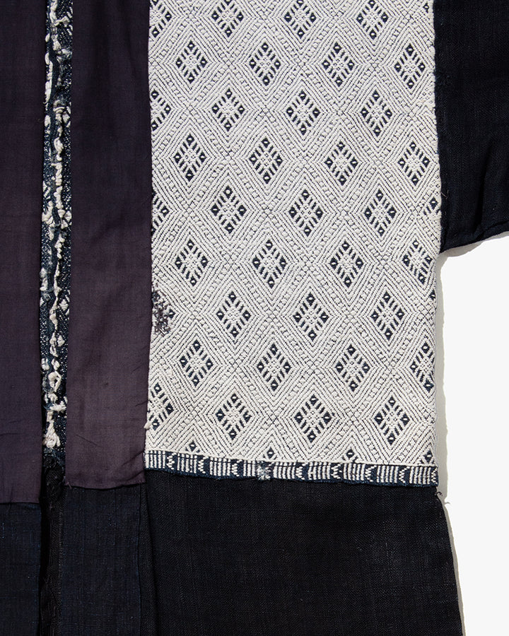 Vintage Noragi Jacket, Partially Sashiko Stitched, Indigo with White Hishi