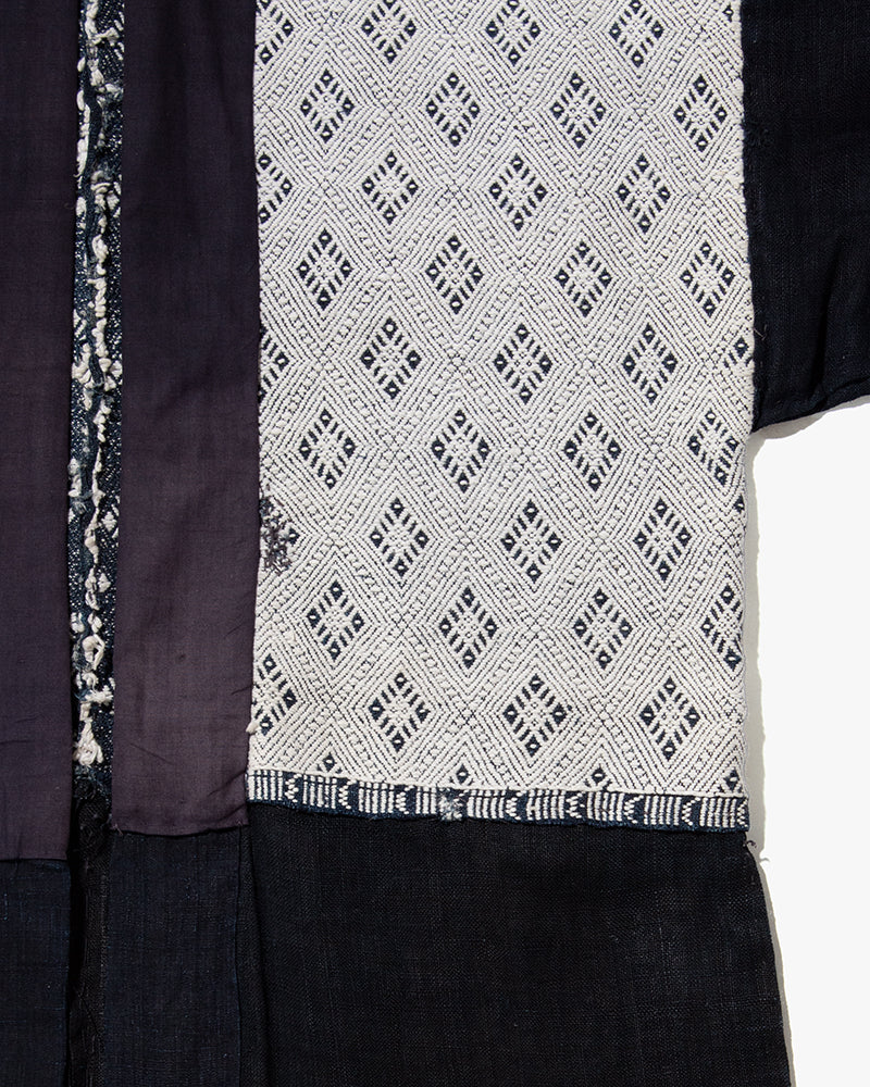 Vintage Noragi Jacket, Partially Sashiko Stitched, Indigo with White Hishi