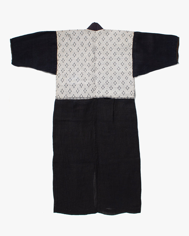Vintage Noragi Jacket, Partially Sashiko Stitched, Indigo with White Hishi