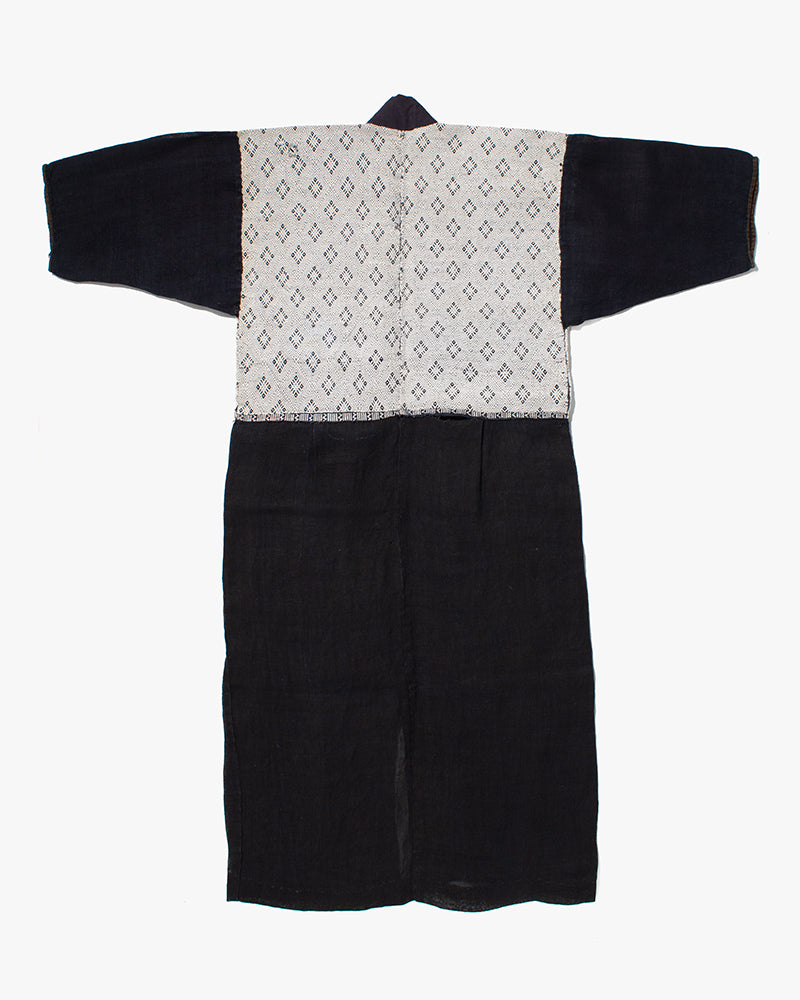 Vintage Noragi Jacket, Partially Sashiko Stitched, Indigo with White Hishi
