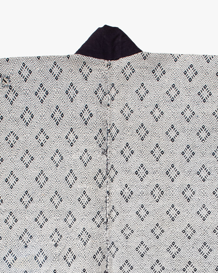 Vintage Noragi Jacket, Partially Sashiko Stitched, Indigo with White Hishi