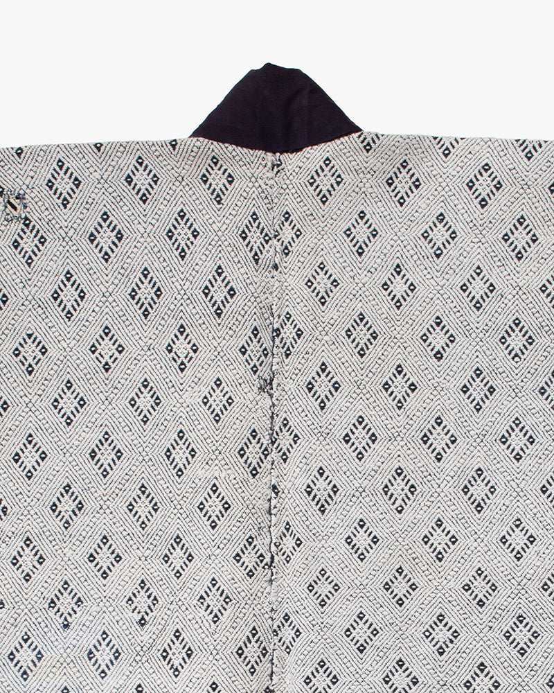 Vintage Noragi Jacket, Partially Sashiko Stitched, Indigo with White Hishi
