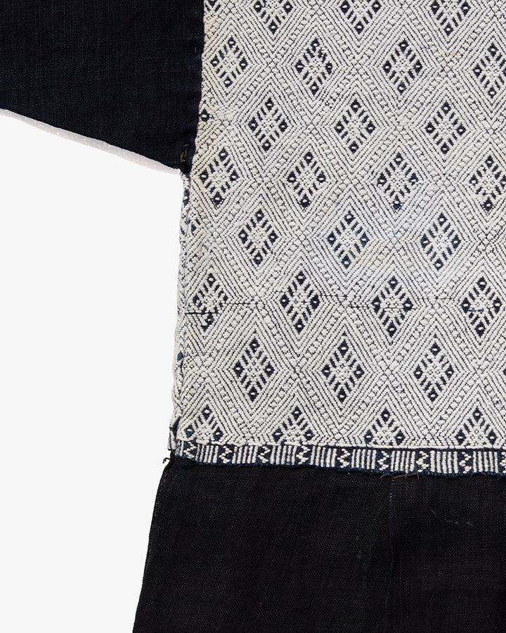 Vintage Noragi Jacket, Partially Sashiko Stitched, Indigo with White Hishi