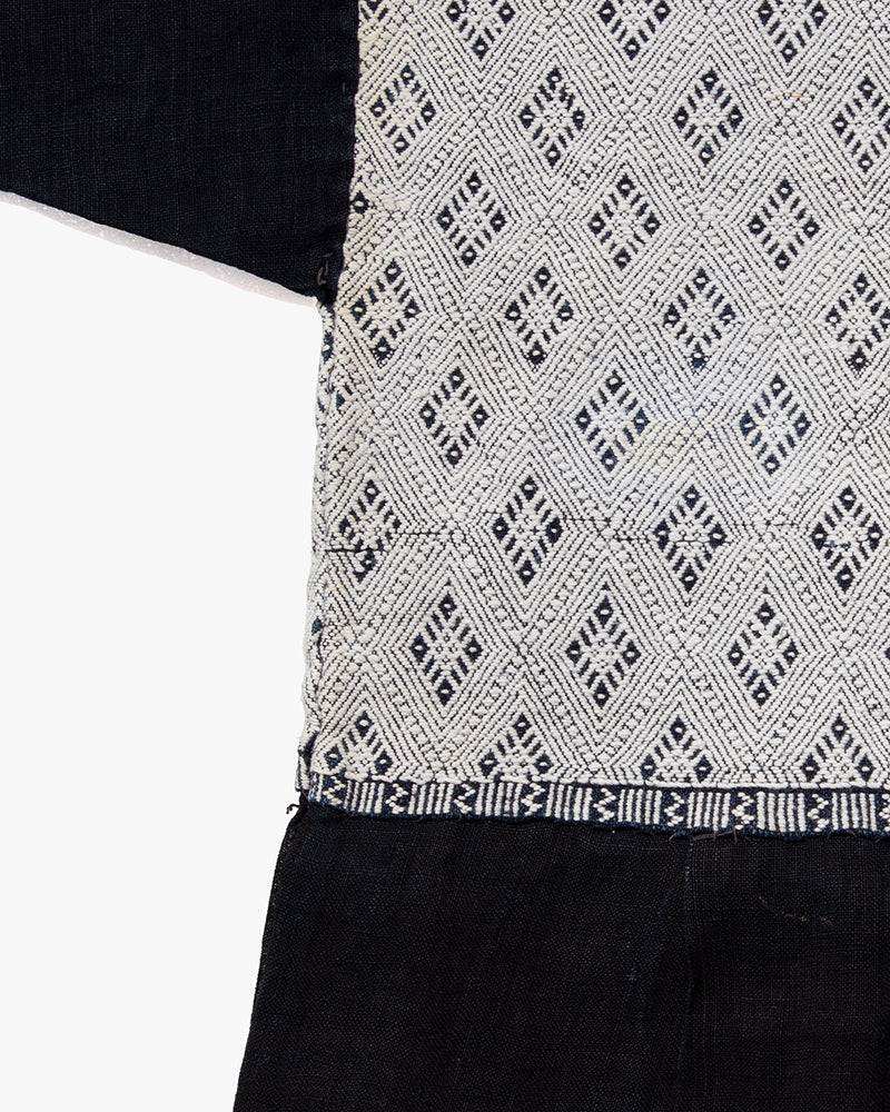 Vintage Noragi Jacket, Partially Sashiko Stitched, Indigo with White Hishi