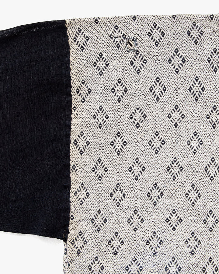 Vintage Noragi Jacket, Partially Sashiko Stitched, Indigo with White Hishi