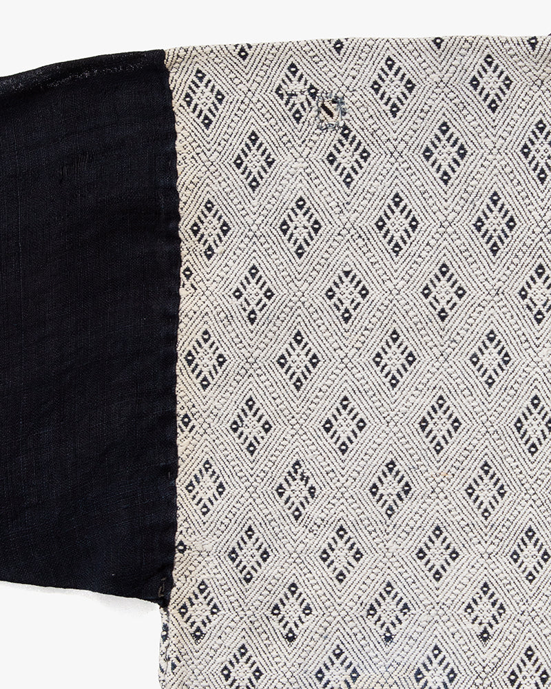 Vintage Noragi Jacket, Partially Sashiko Stitched, Indigo with White Hishi