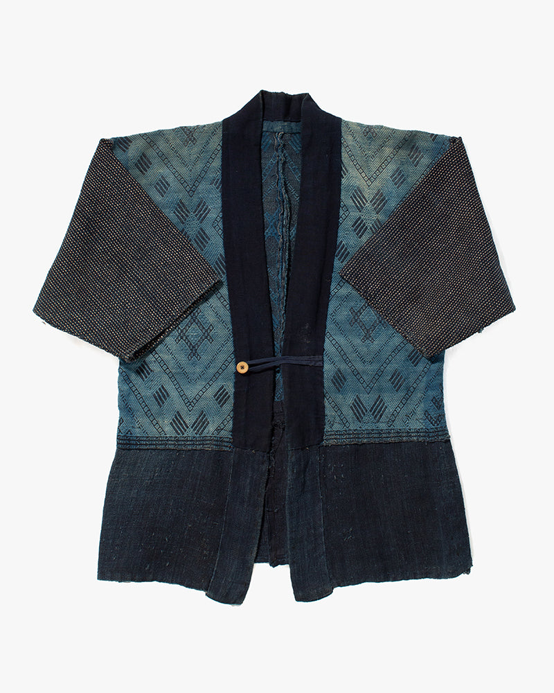 Vintage Noragi Jacket, Kogin Sashiko, Indigo with Hishi