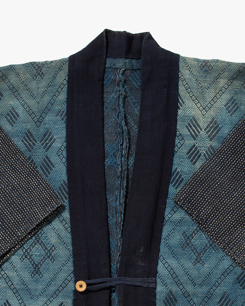 Vintage Noragi Jacket, Kogin Sashiko, Indigo with Hishi
