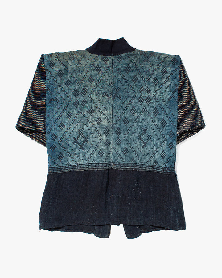 Vintage Noragi Jacket, Kogin Sashiko, Indigo with Hishi
