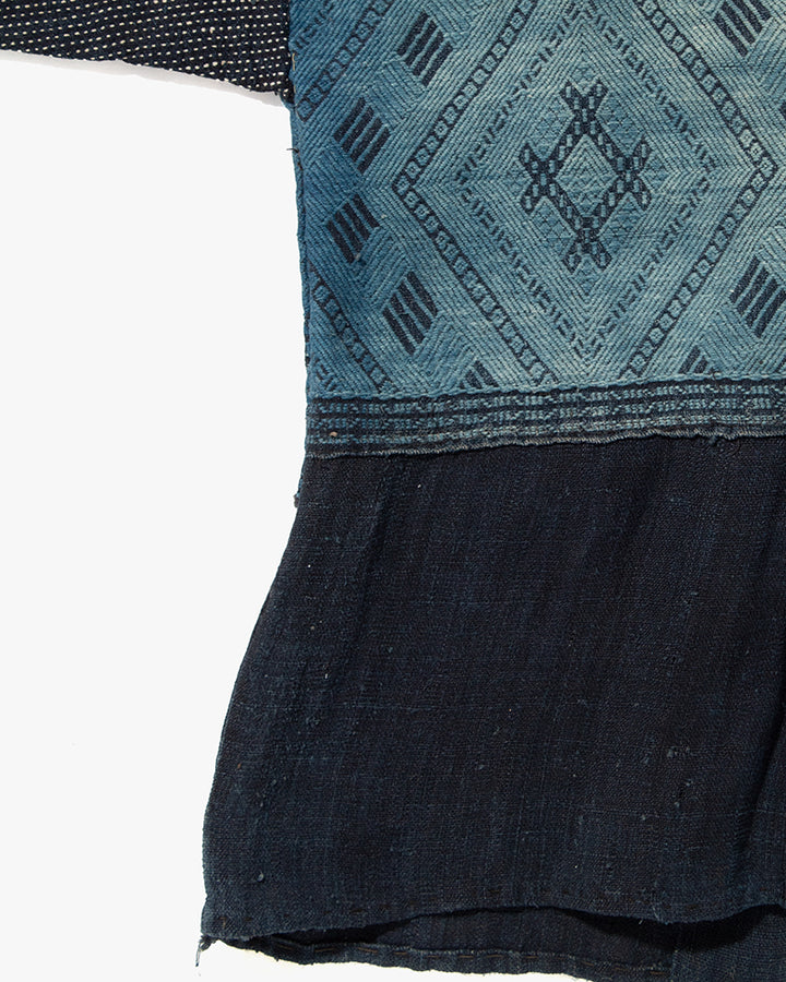 Vintage Noragi Jacket, Kogin Sashiko, Indigo with Hishi