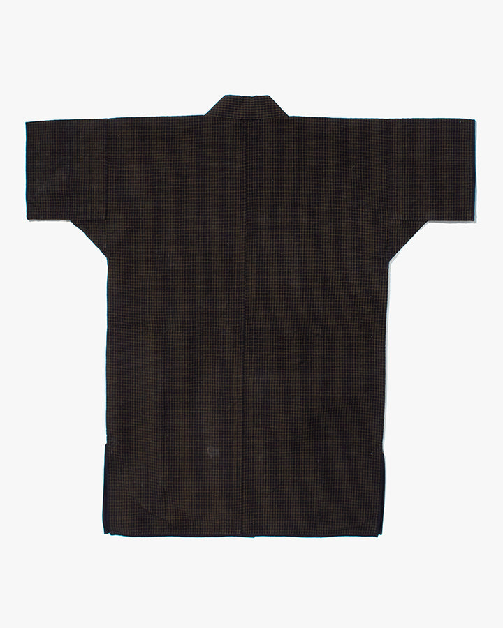 Vintage Noragi Jacket, Partially Sashiko Stitched, Indigo with Grid