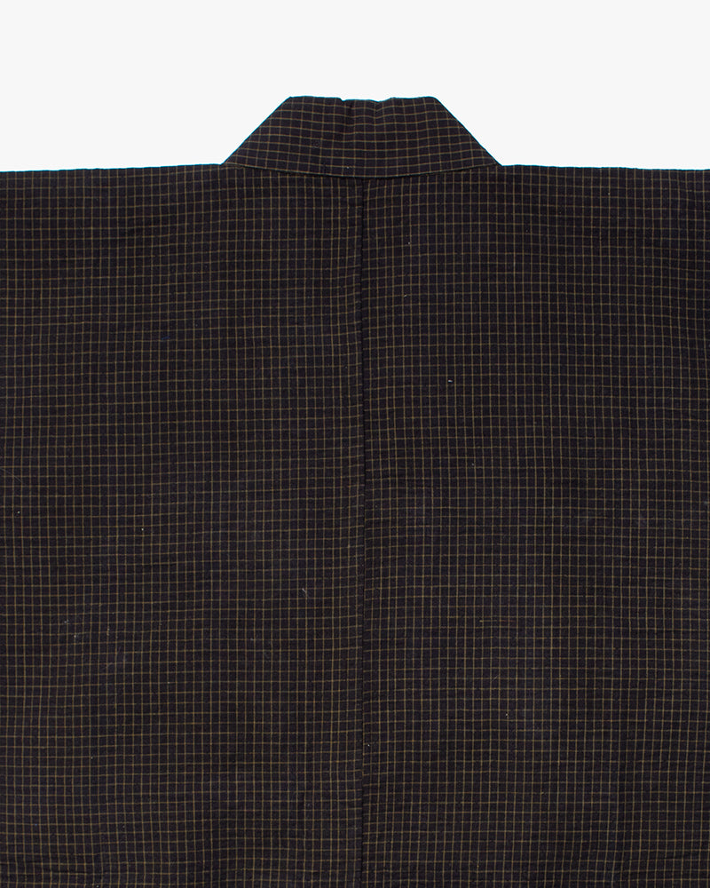 Vintage Noragi Jacket, Partially Sashiko Stitched, Indigo with Grid