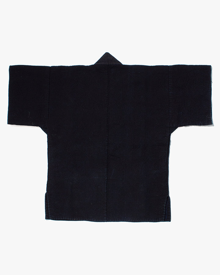 Vintage Noragi Jacket, Fully Sashiko Stitched, Indigo with Grid Collar