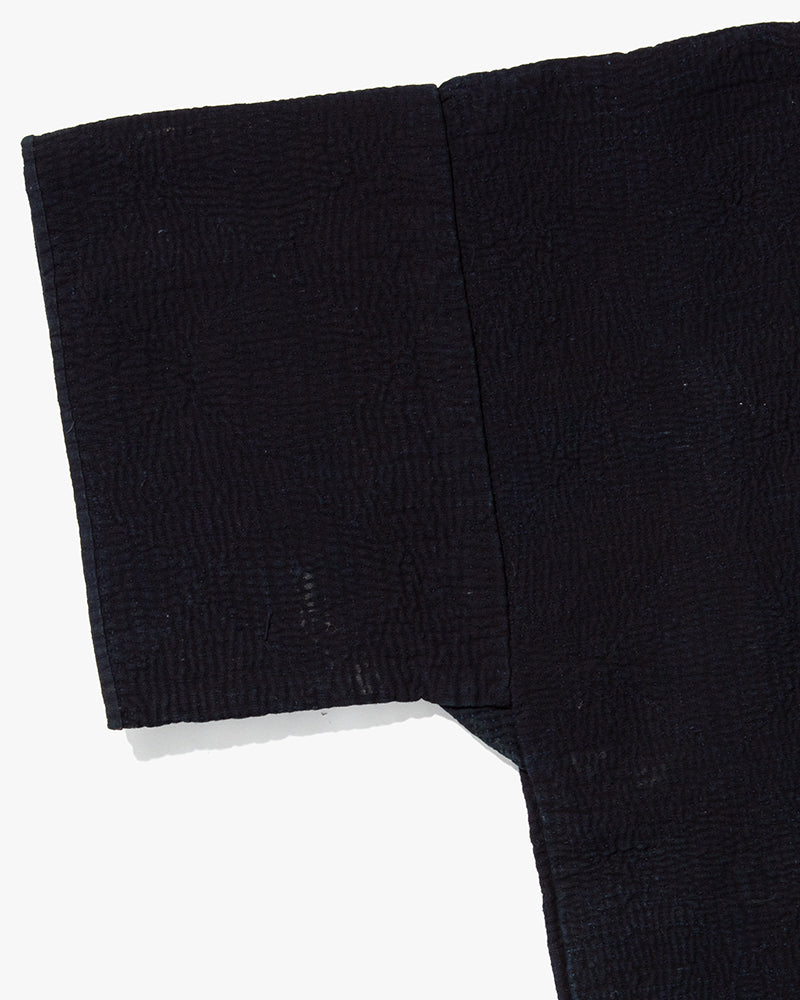 Vintage Noragi Jacket, Fully Sashiko Stitched, Indigo with Grid Collar