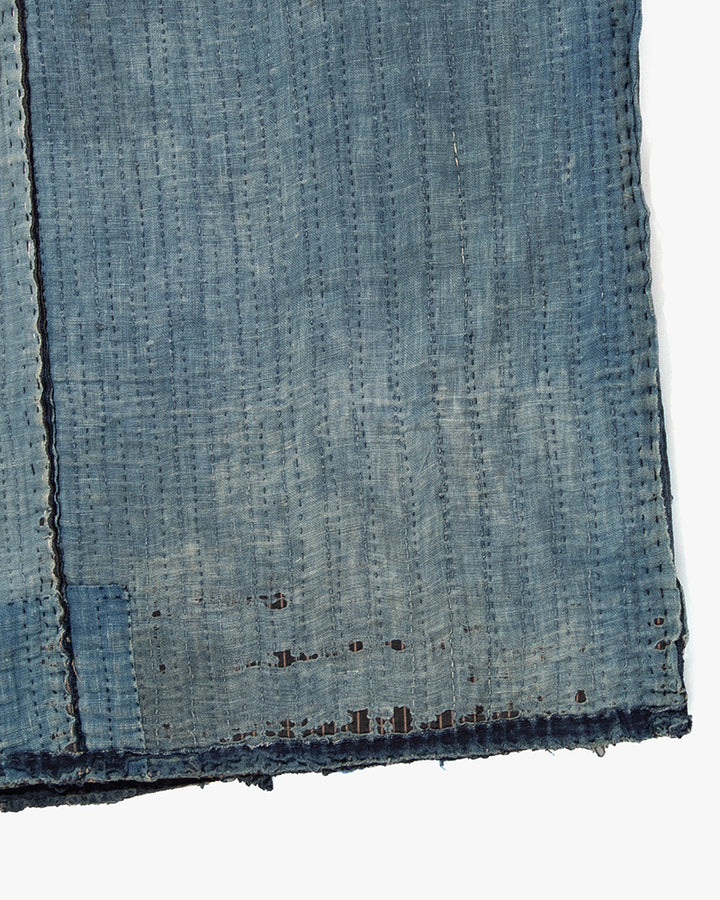 Vintage Noragi Jacket, Fully Sashiko Stitched, Indigo with Striped Sleeves