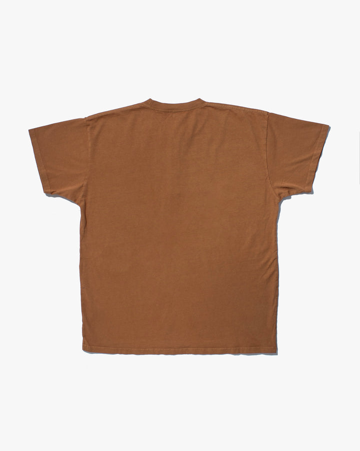 Kiriko Original Tee, 8oz Cotton, Henley Tee, Terracotta with Chambray, Indigo Shippou