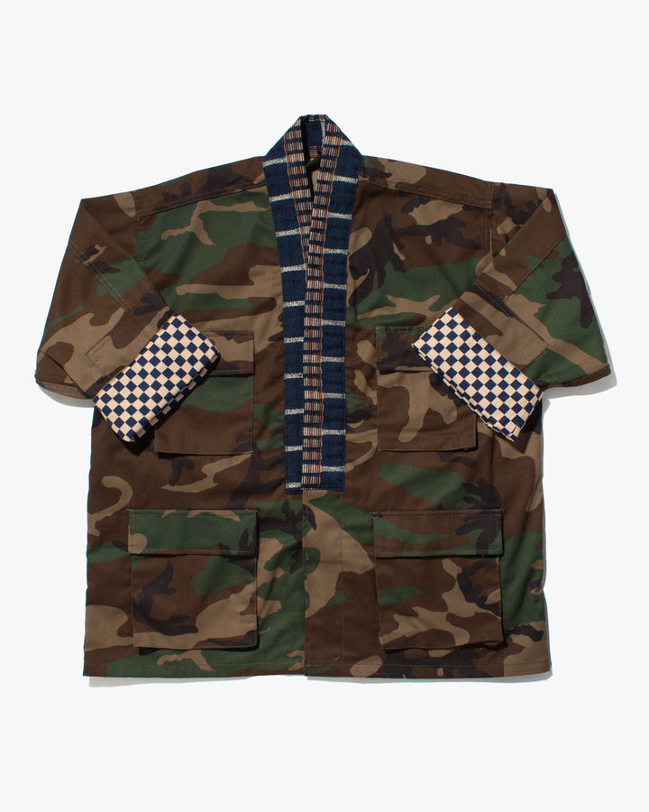 Kiriko Custom Military Jacket, Camo Patched, Kiku-Karakusa