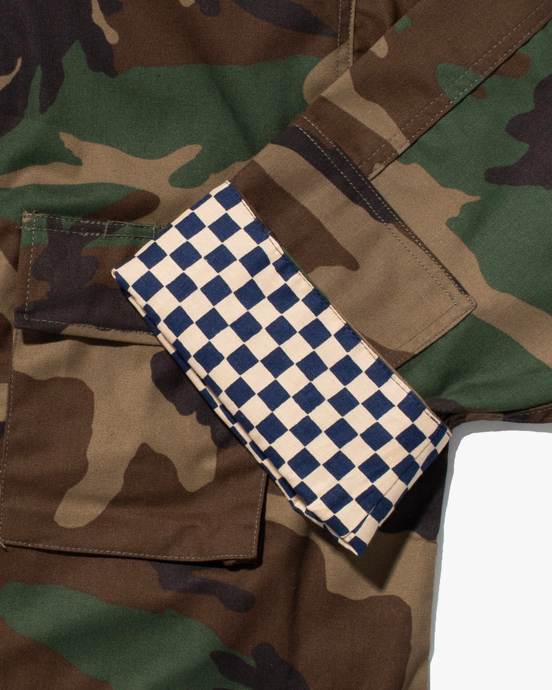 Kiriko Custom Military Jacket, Camo Patched, Kiku-Karakusa