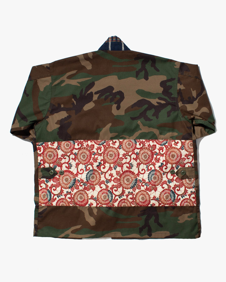 Kiriko Custom Military Jacket, Camo Patched, Kiku-Karakusa