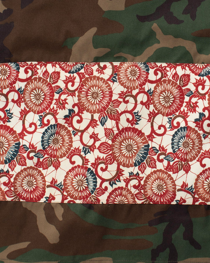 Kiriko Custom Military Jacket, Camo Patched, Kiku-Karakusa