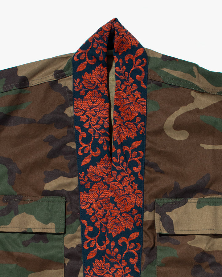 Kiriko Custom Military Jacket, Camo Patched, Kiku-Karakusa