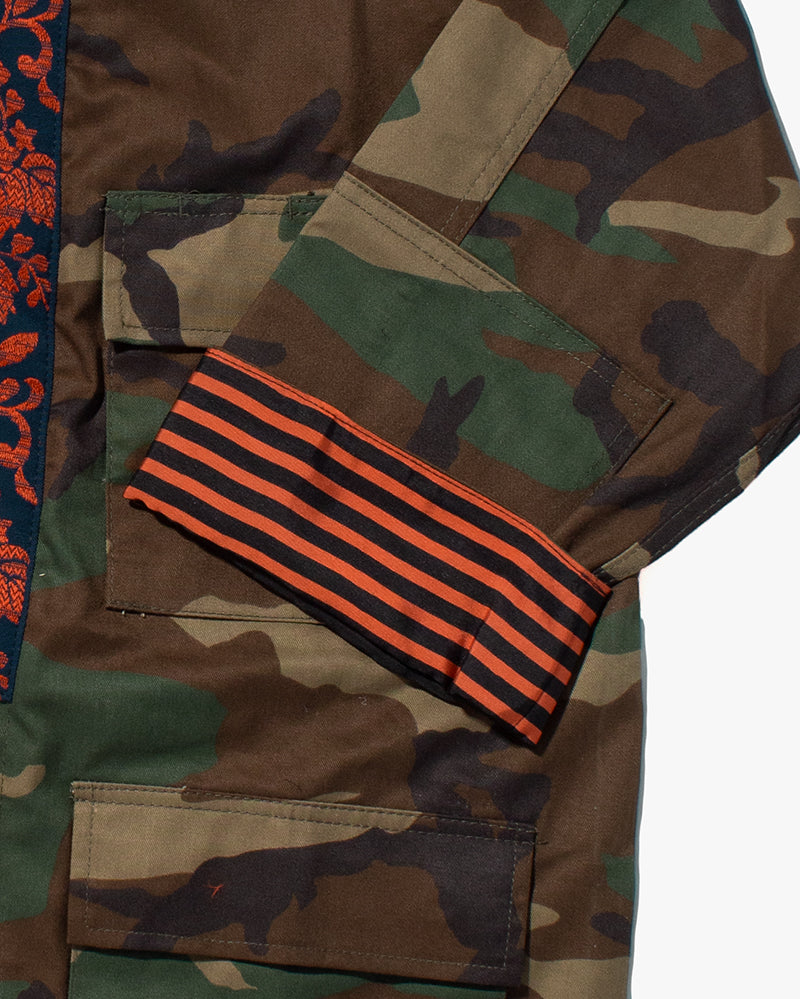 Kiriko Custom Military Jacket, Camo Patched, Kiku-Karakusa