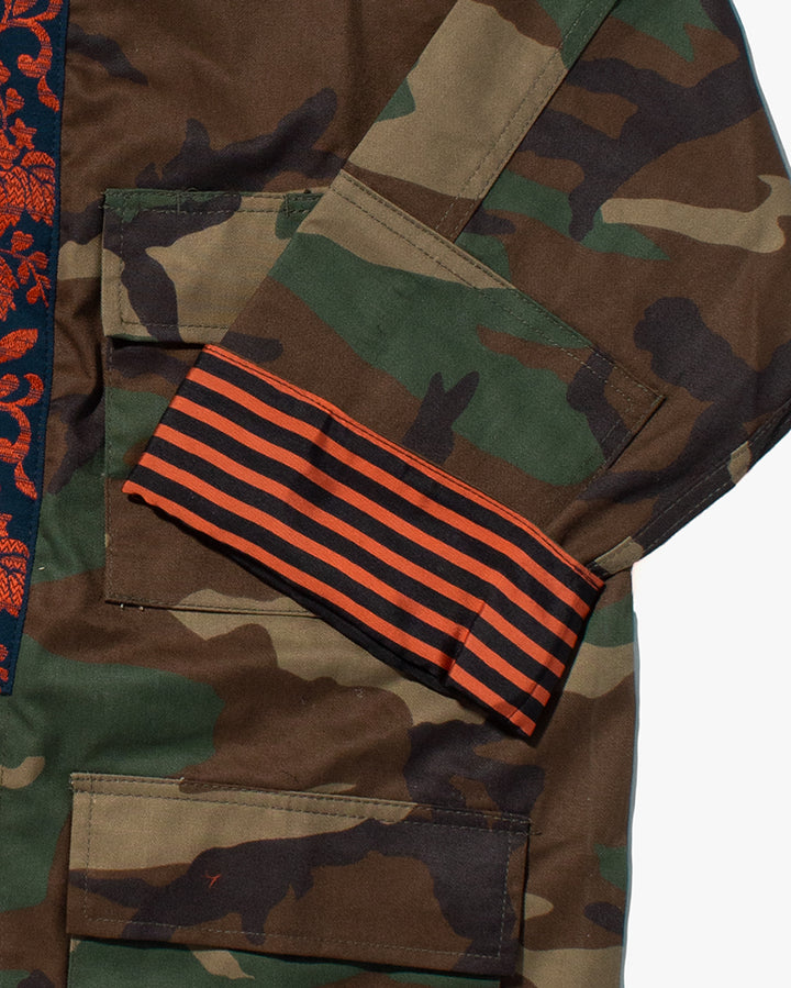 Kiriko Custom Military Jacket, Camo Patched, Kiku-Karakusa